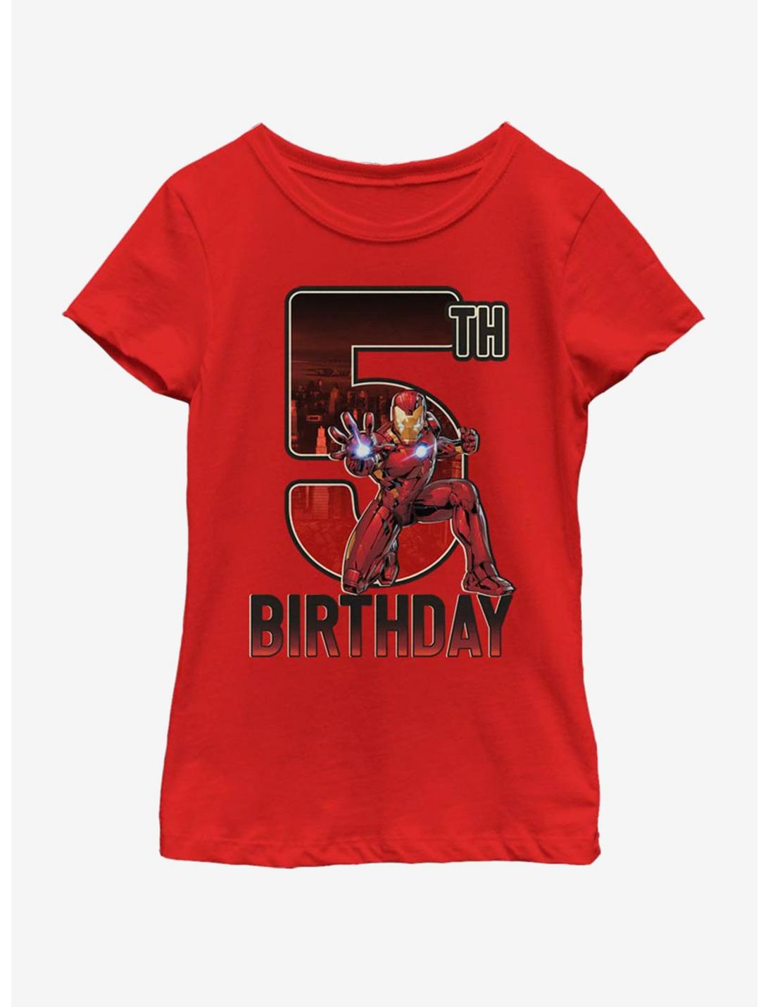 Marvel Ironman 5th Bday Youth Girls T-Shirt, RED, hi-res