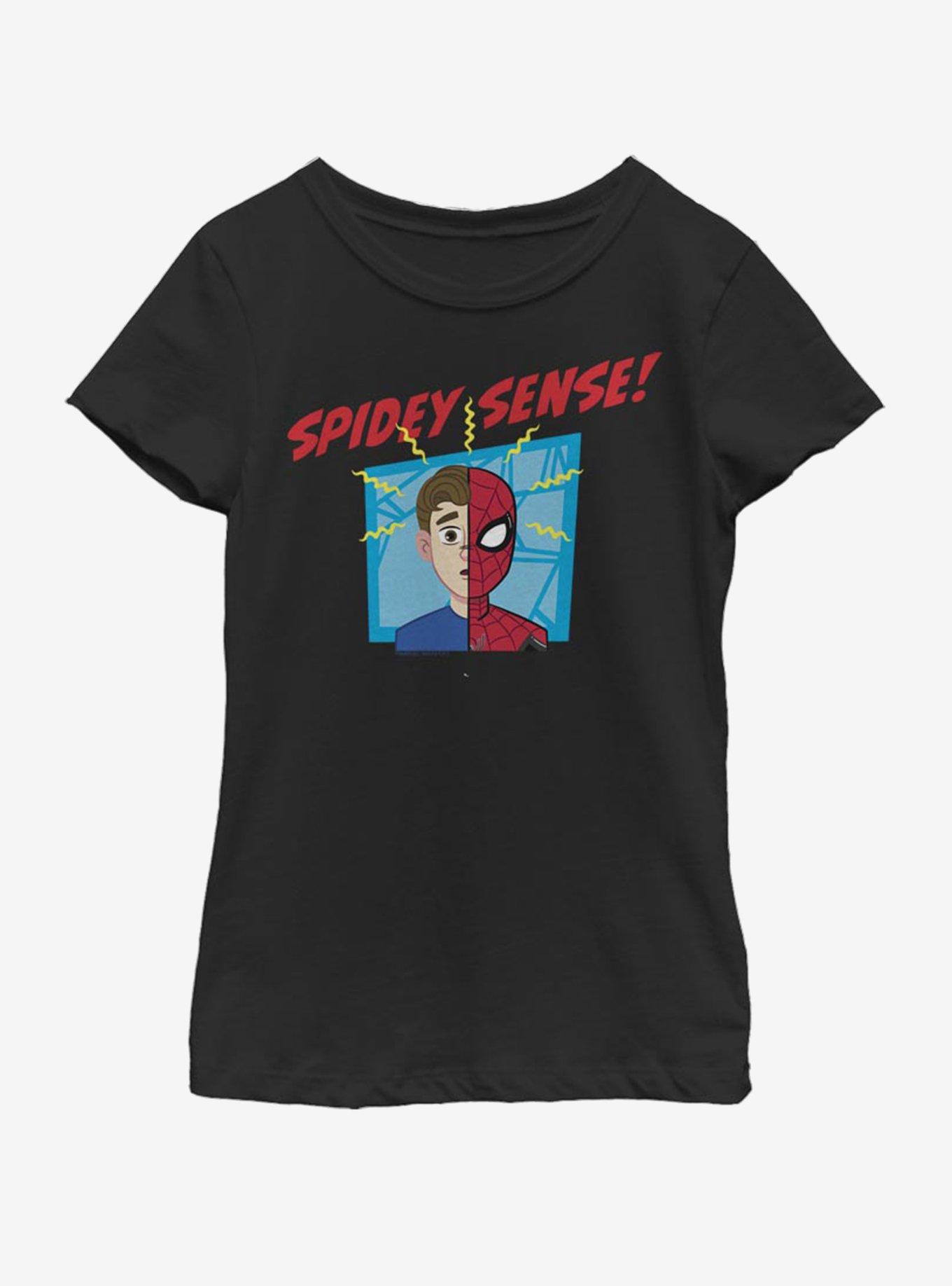 Marvel Spiderman Far From Home Spidey Sense Youth Girls T-Shirt, BLACK, hi-res