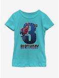 Marvel Spiderman 3rd Bday Youth Girls T-Shirt, TAHI BLUE, hi-res