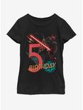 Star Wars Vader 5th Bday Youth Girls T-Shirt, BLACK, hi-res