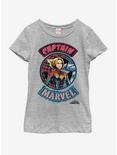 Marvel Captain Marvel Patches Youth Girls T-Shirt, ATH HTR, hi-res