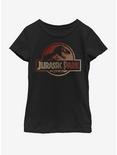 Jurassic Park Colored Logo - RED Youth Girls T-Shirt, BLACK, hi-res