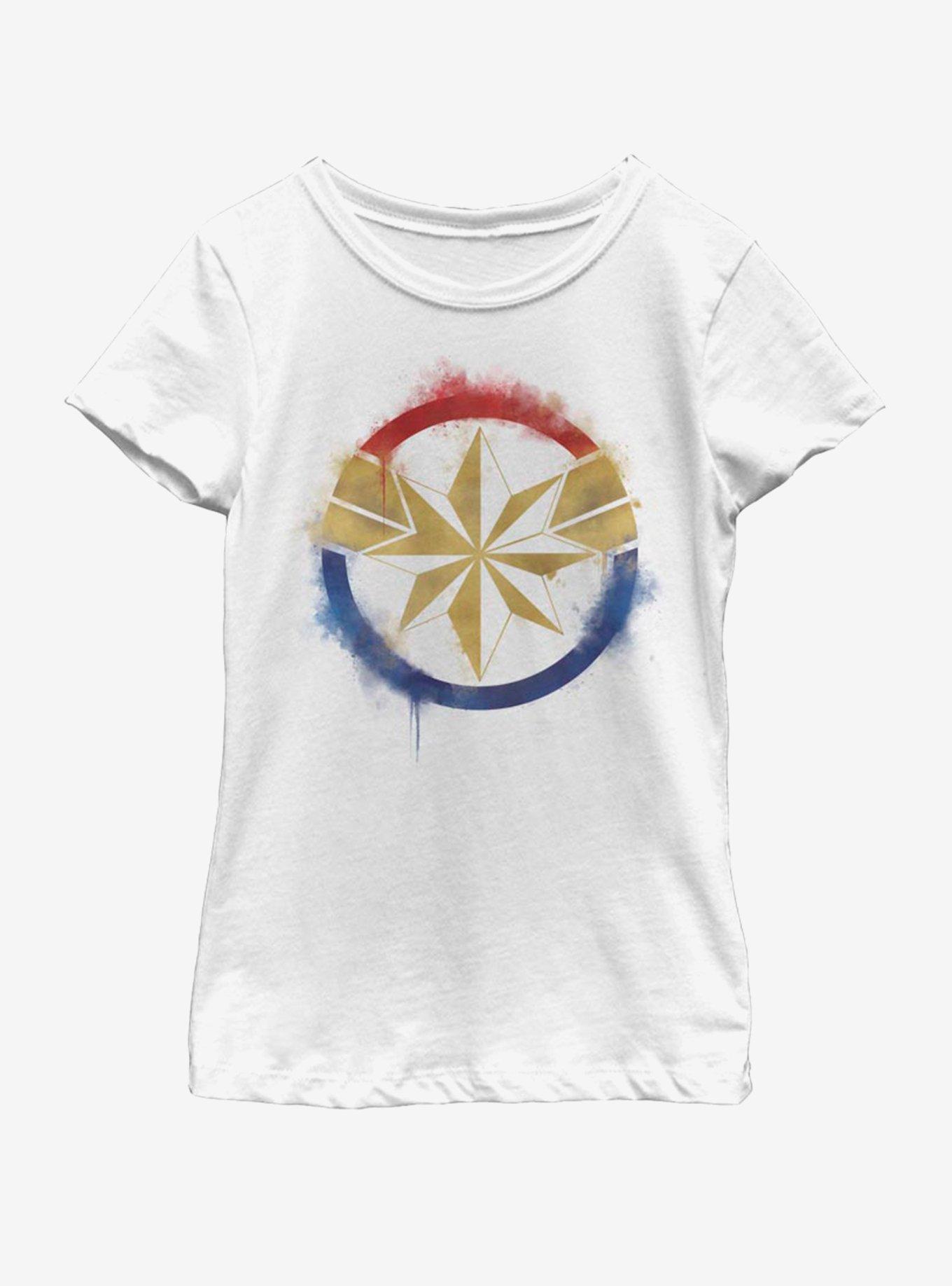 Marvel Avengers: Endgame Captain Marvel Spray Logo Youth Girls T-Shirt, , hi-res