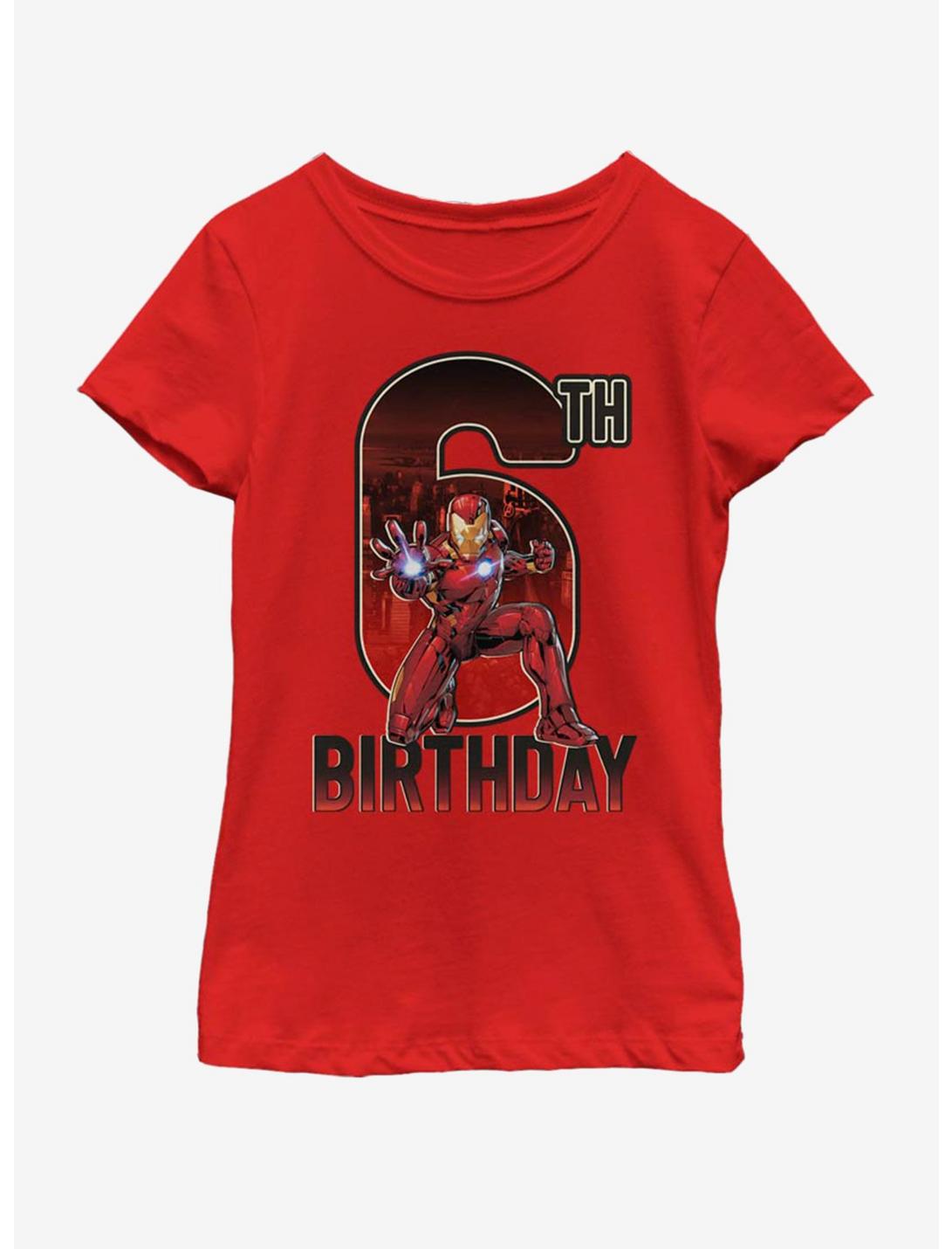 Marvel Ironman 6th Bday Youth Girls T-Shirt, RED, hi-res