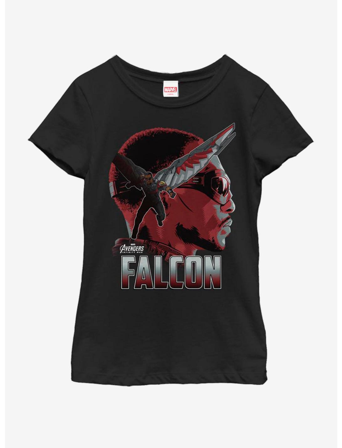 Marvel Avengers Infinity War Falcon Sil Youth Girls T-Shirt, BLACK, hi-res