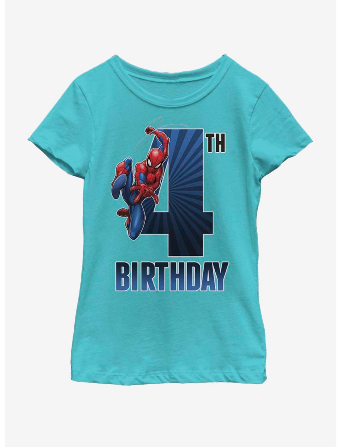 Marvel Spiderman 4th Bday Youth Girls T-Shirt, TAHI BLUE, hi-res
