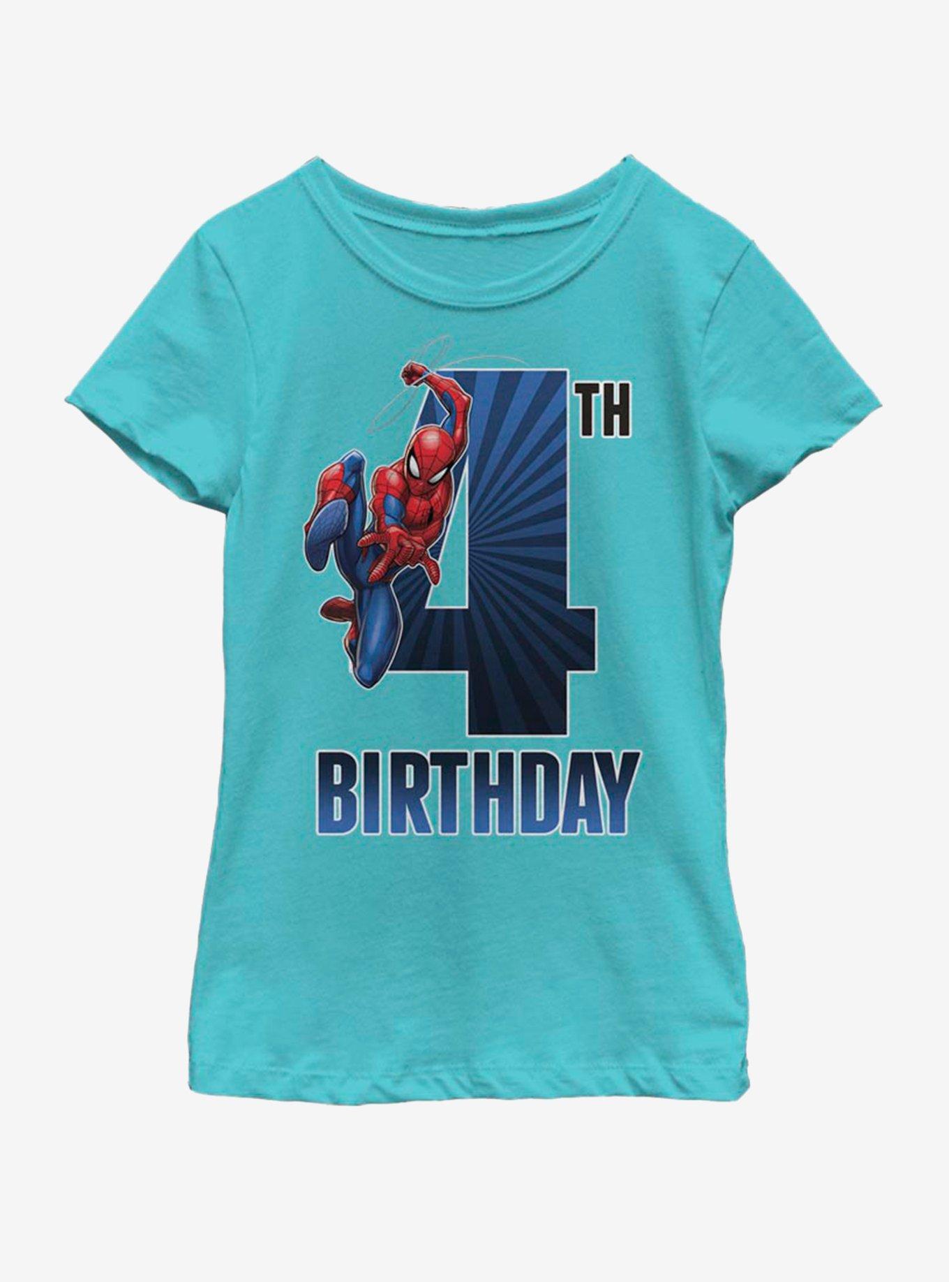 Marvel Spiderman 4th Bday Youth Girls T-Shirt, TAHI BLUE, hi-res