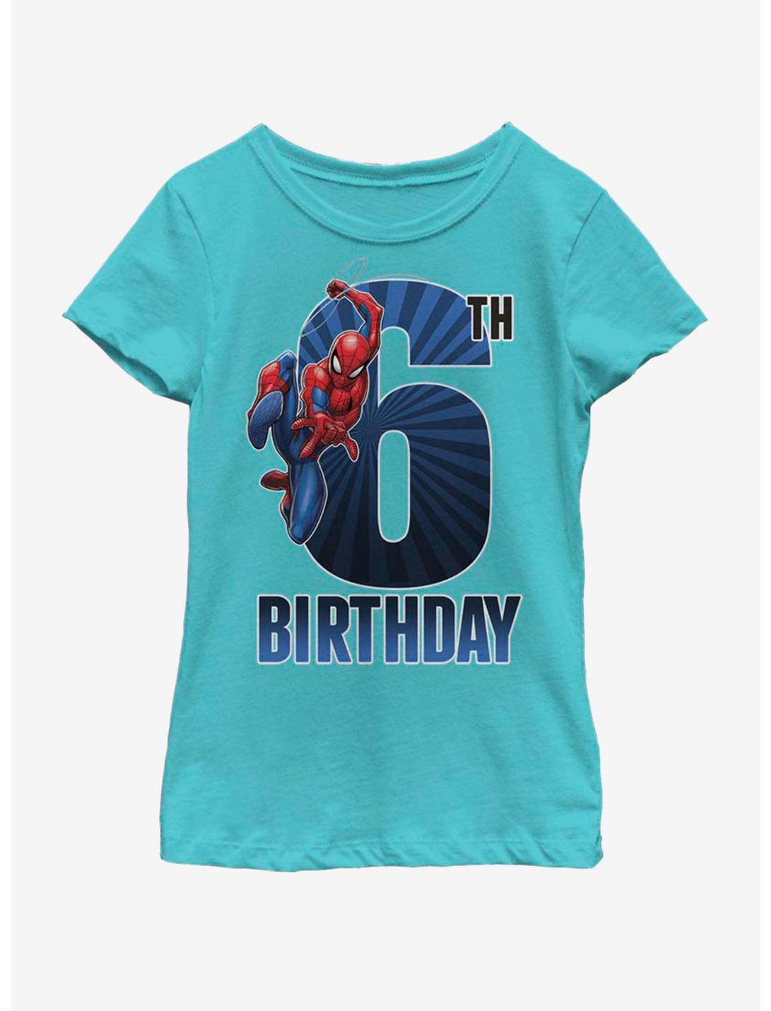 Marvel Spiderman 6th Bday Youth Girls T-Shirt, TAHI BLUE, hi-res