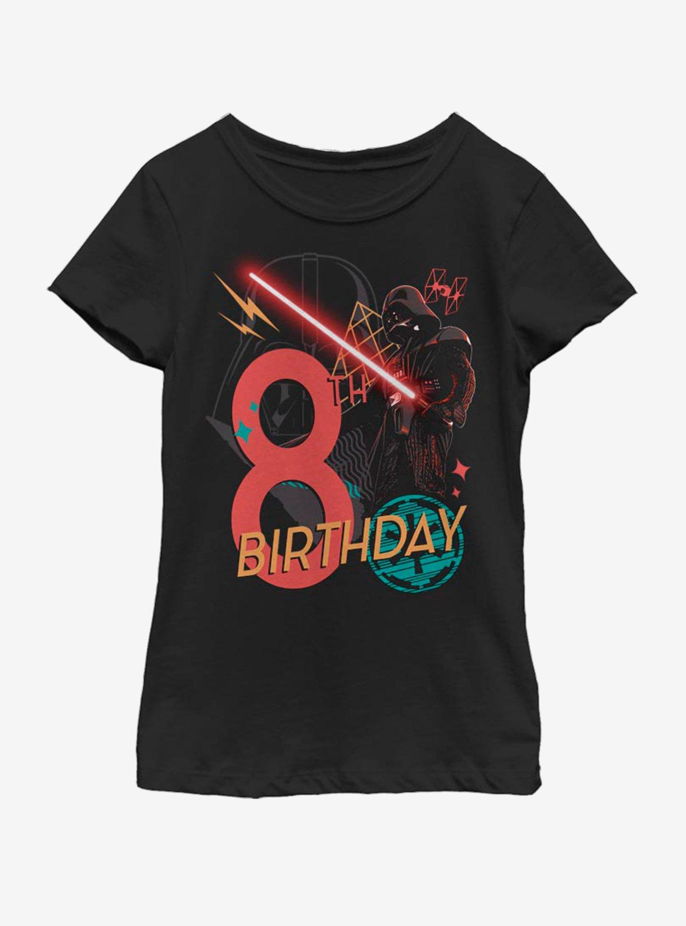 Star Wars Vader 8th Bday Youth Girls T-Shirt, BLACK, hi-res