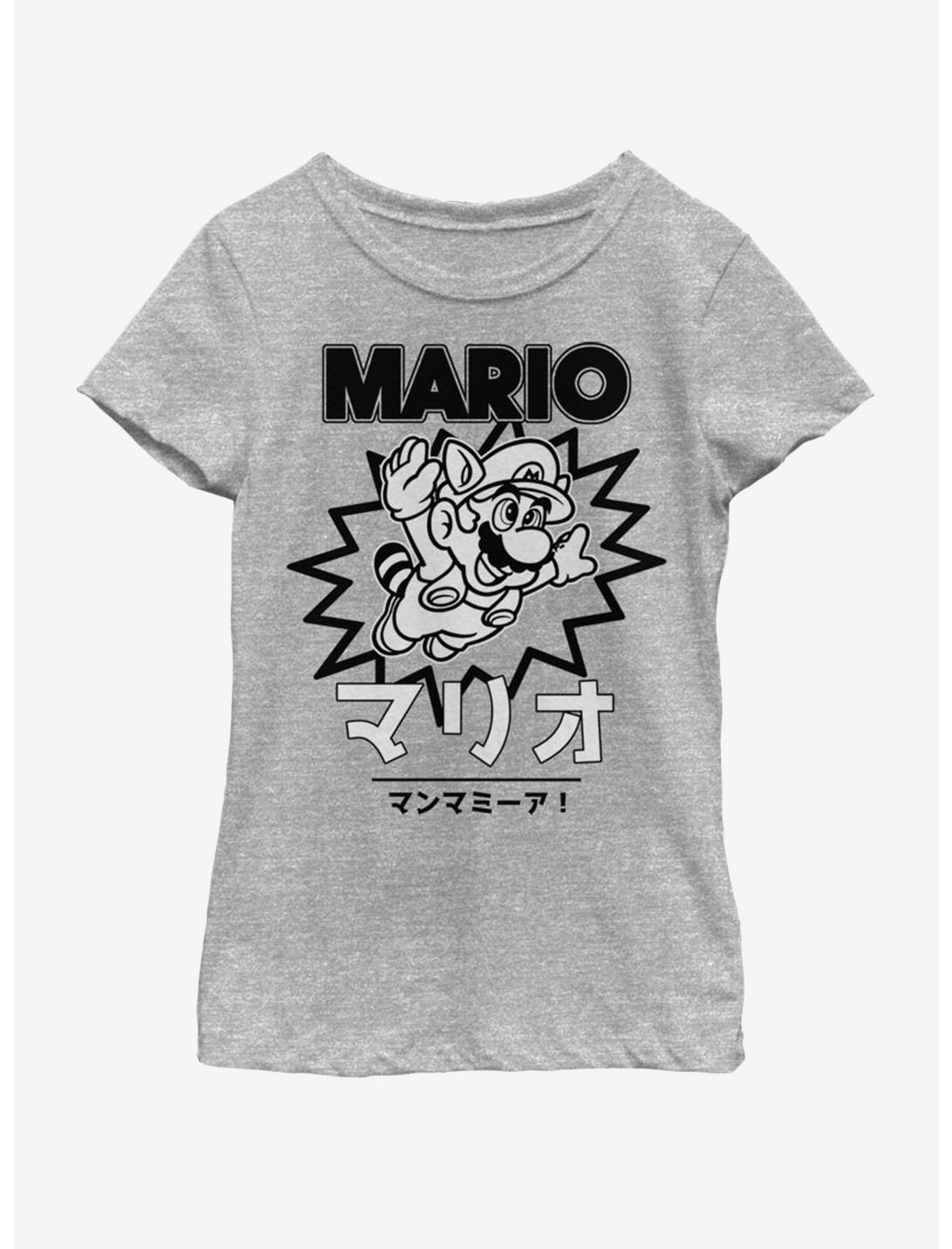 Nintendo Super Mario Japanese Text Youth Girls T-Shirt, ATH HTR, hi-res