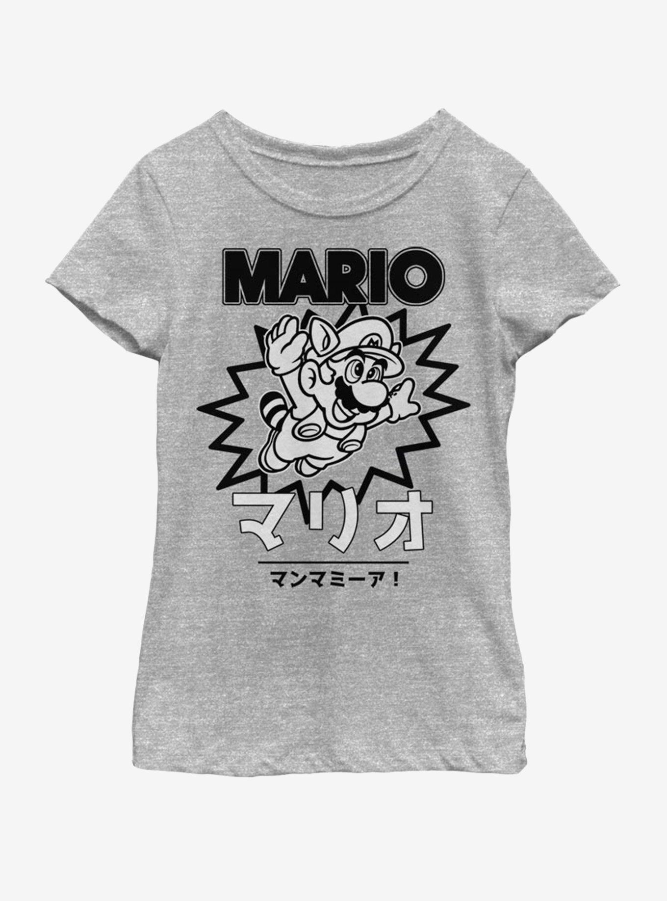 Nintendo Super Mario Japanese Text Youth Girls T-Shirt, ATH HTR, hi-res