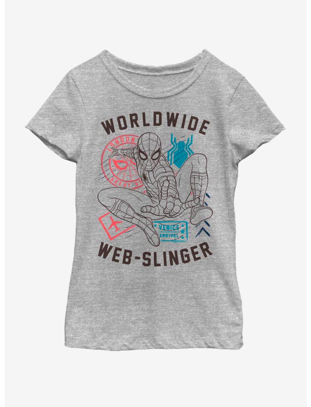 Marvel Spiderman World Wide Web Slinger Vintage Youth Girls T-Shirt, ATH HTR, hi-res