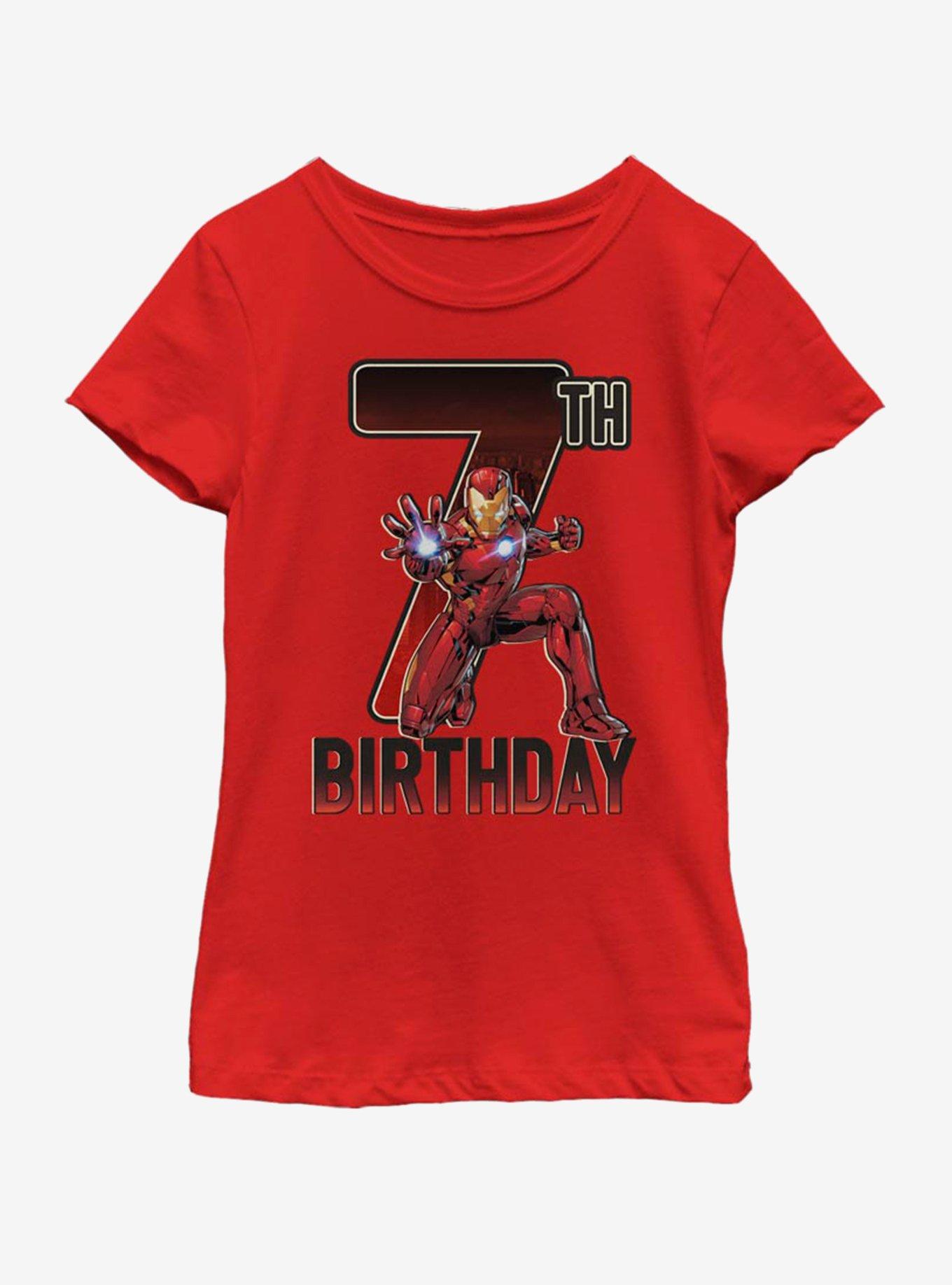 Marvel Ironman 7th Bday Youth Girls T-Shirt, RED, hi-res