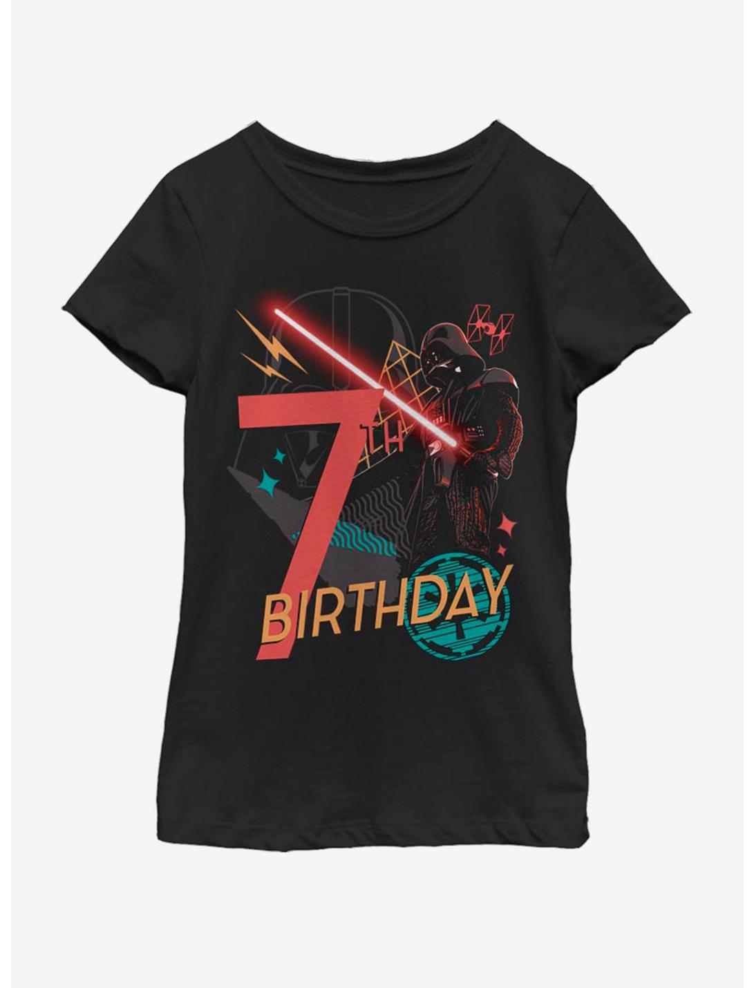 Star Wars Vader 7th Birthday Youth Girls T-Shirt, BLACK, hi-res