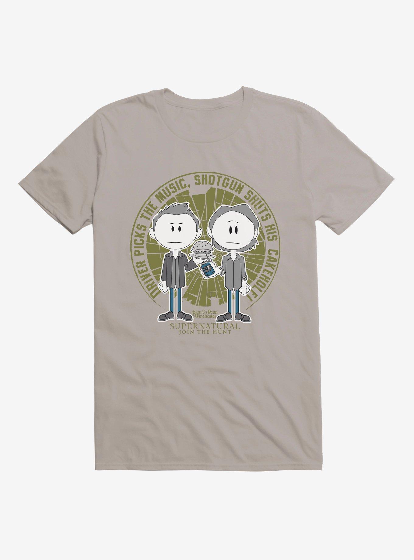 Supernatural Brothers Cartoon T-Shirt, LIGHT GRAY, hi-res