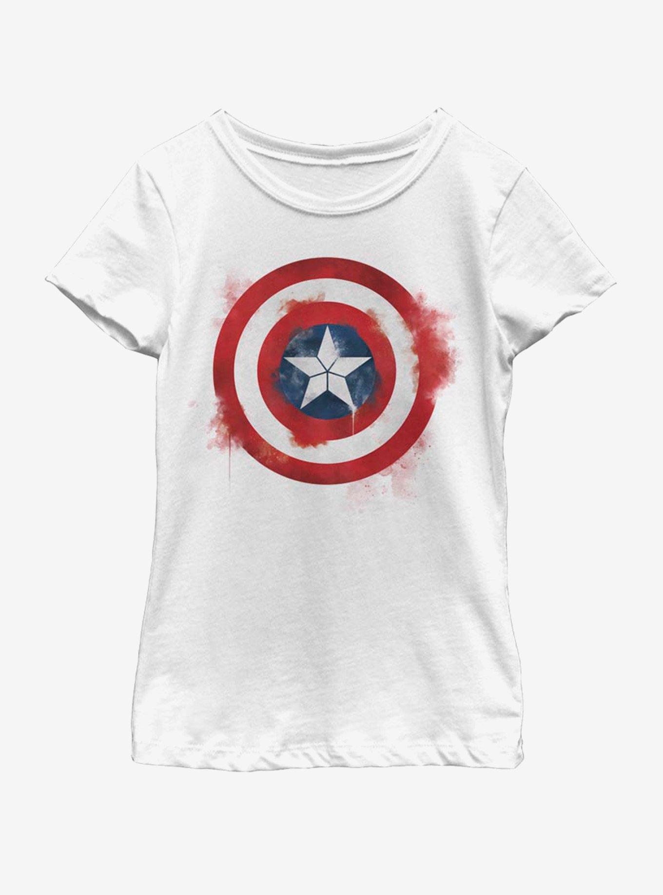 Marvel Avengers: Endgame Captain America Spray Logo Youth Girls T-Shirt ...