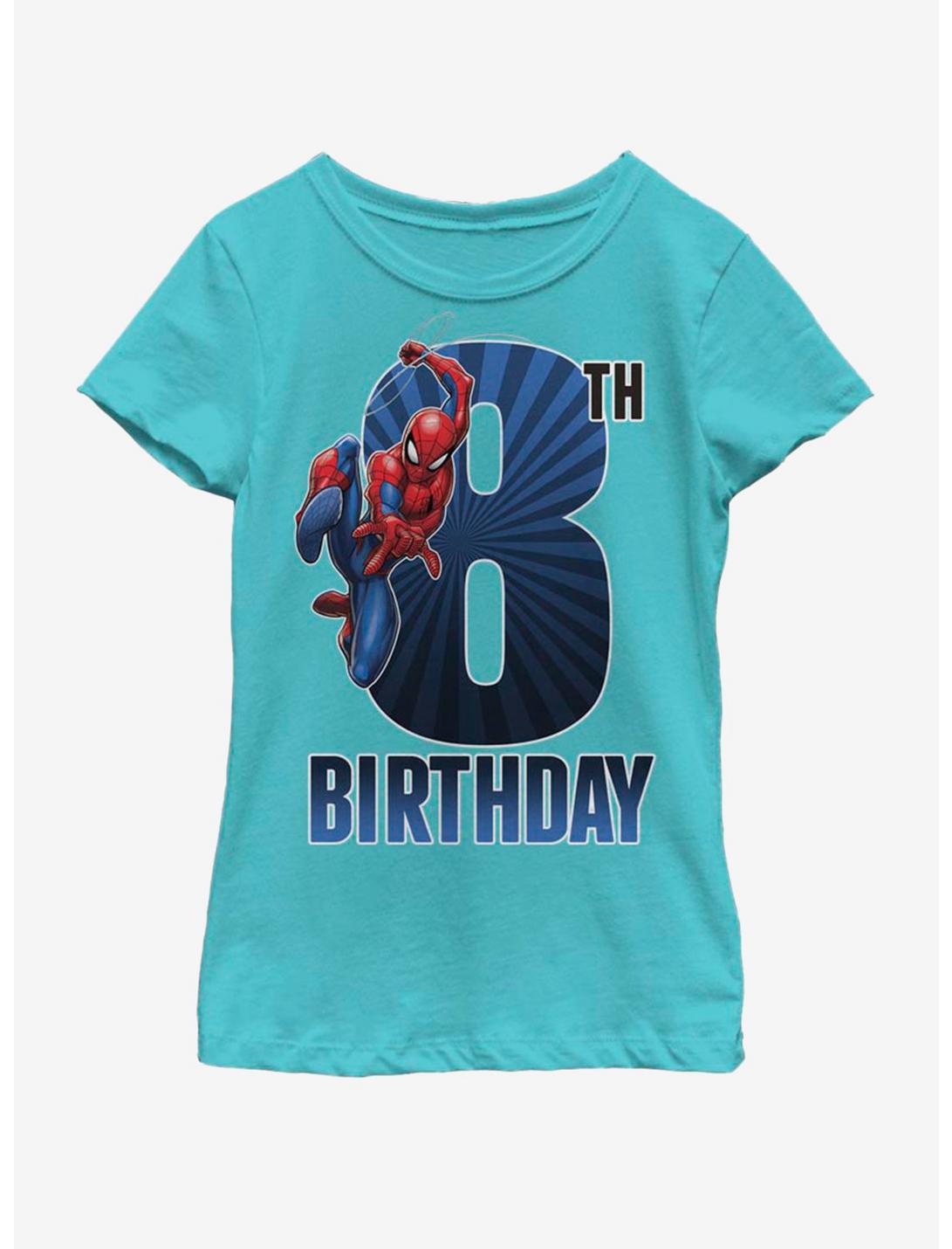Marvel Spiderman 8th Bday Youth Girls T-Shirt, TAHI BLUE, hi-res