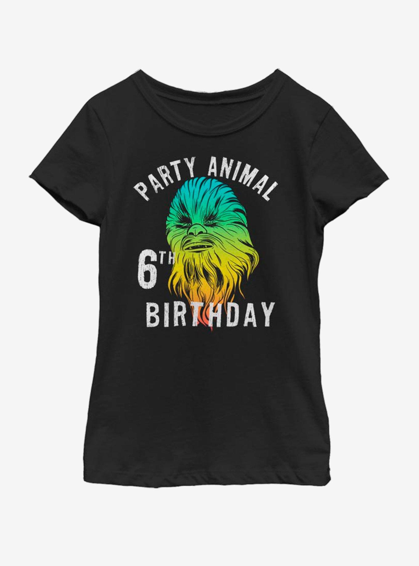 Star Wars Chewie Birthday Six Youth Girls T-Shirt, BLACK, hi-res