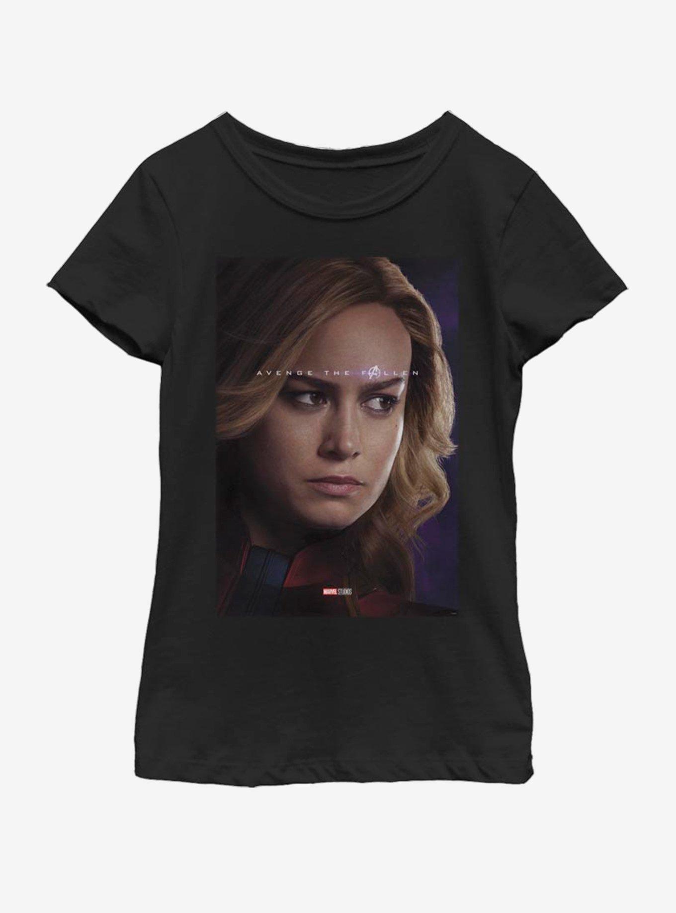Marvel Avengers: Endgame Captain Marvel Youth Girls T-Shirt, BLACK, hi-res