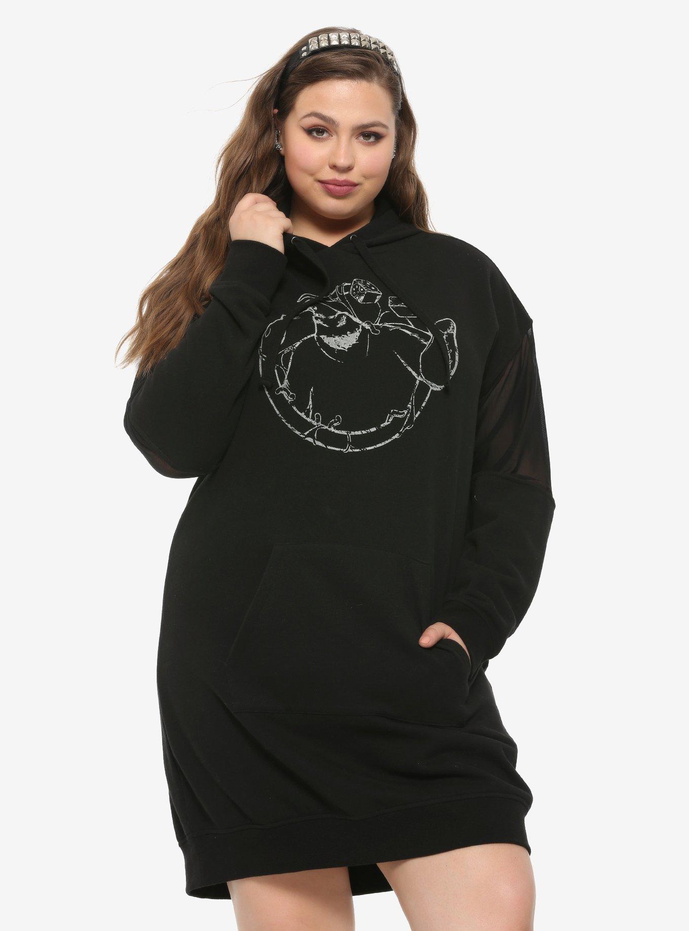 The Nightmare Before Christmas Oogie Boogie Glow-In-The-Dark Hoodie Dress Plus Size, BLACK, hi-res