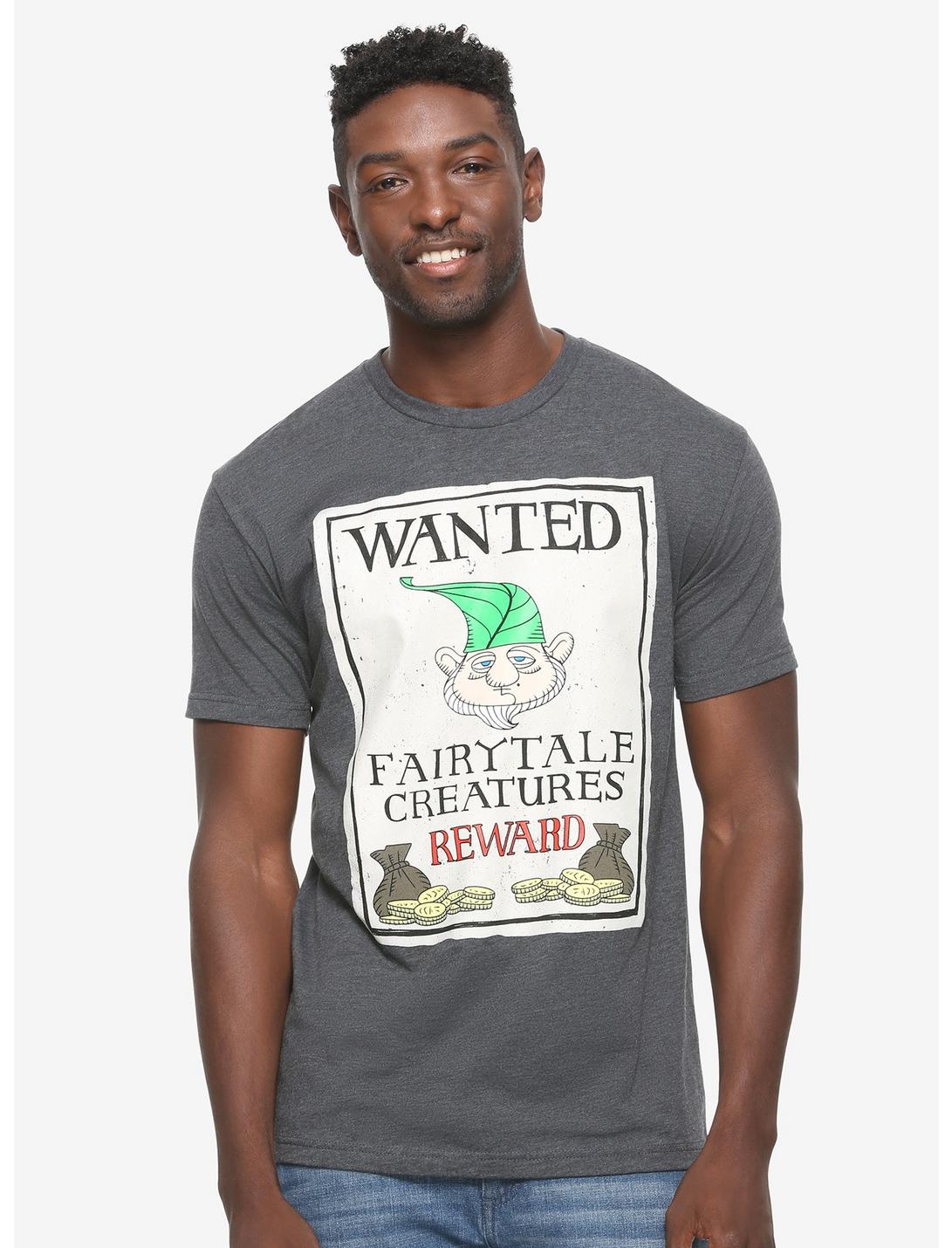 Shrek Fairytale Creatures Wanted T-Shirt - BoxLunch Exclusive, GREY, hi-res