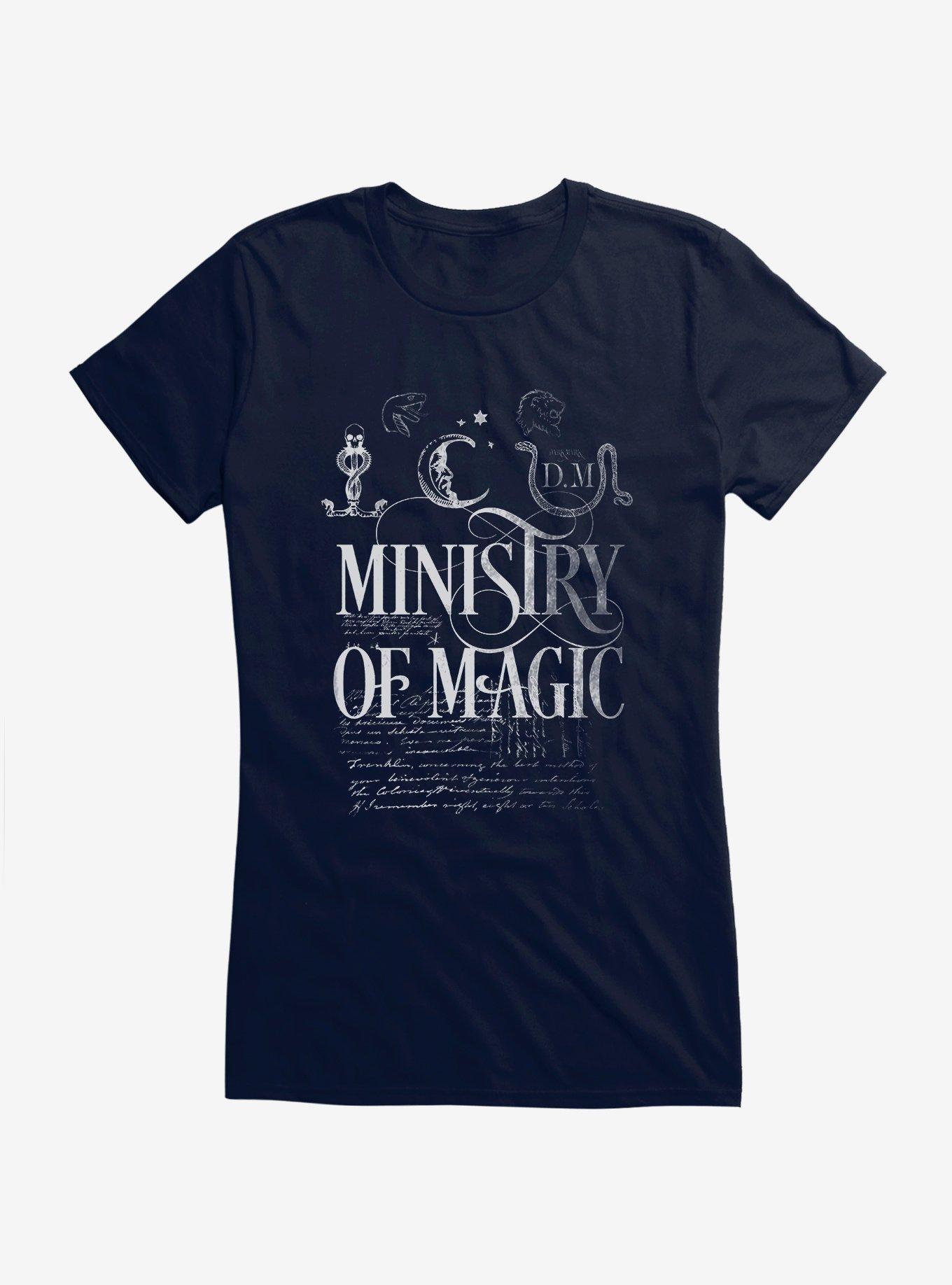 Harry Potter Ministry of Magic Text Girls T-Shirt, NAVY, hi-res