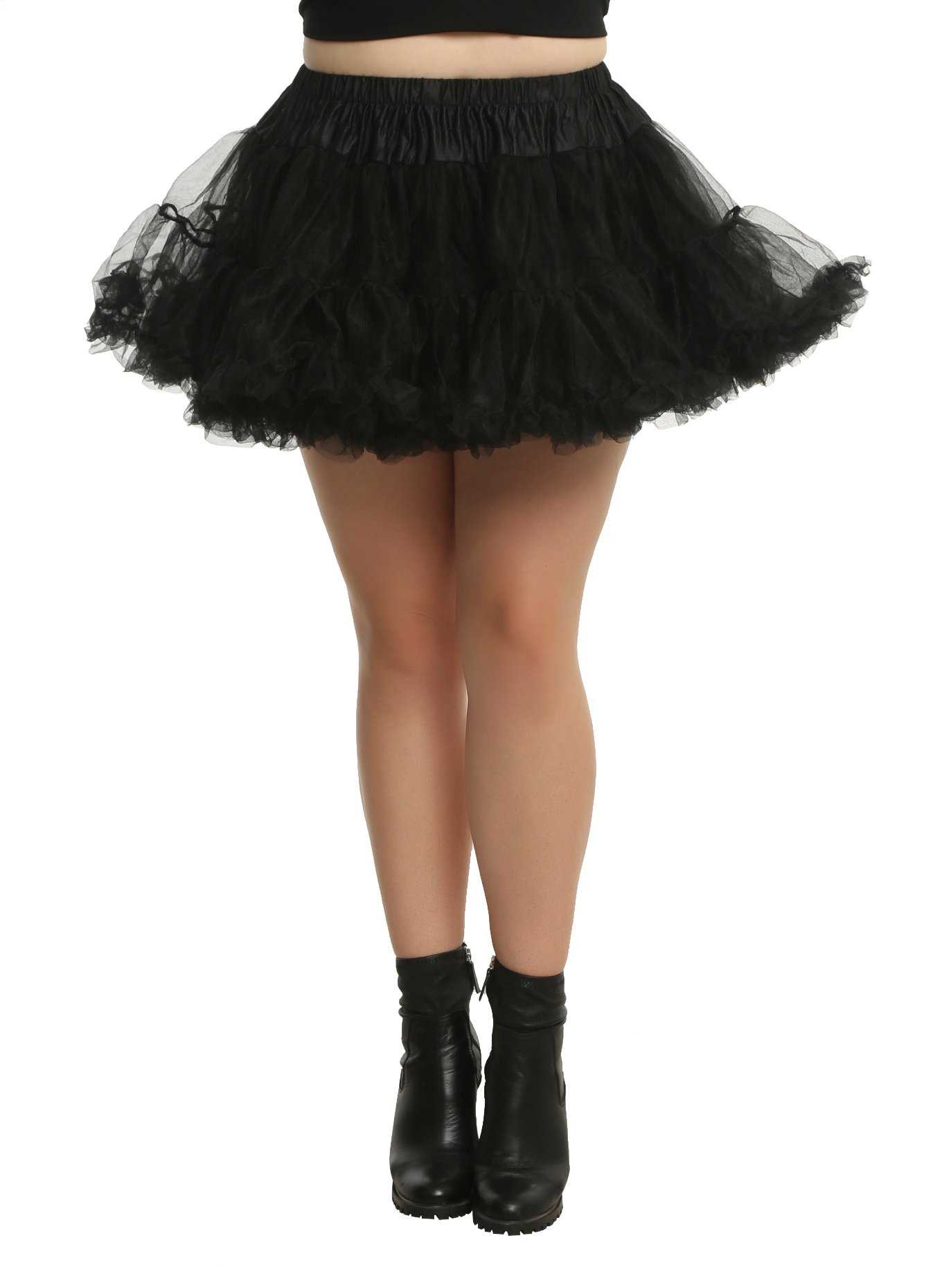 Black Layered Tulle Petticoat Plus Size, , hi-res