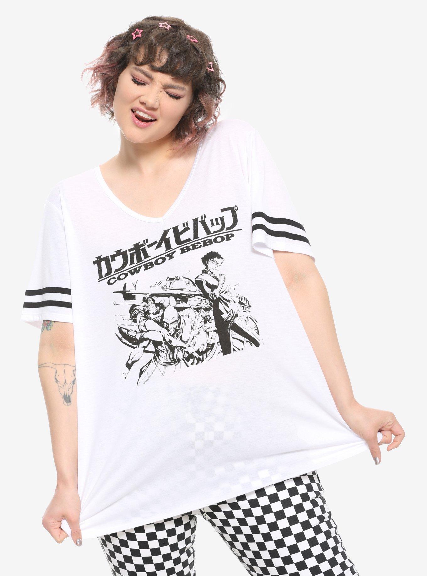Cowboy Bebob Black & White Girls Athletic T-Shirt Plus Size, BLACK, hi-res