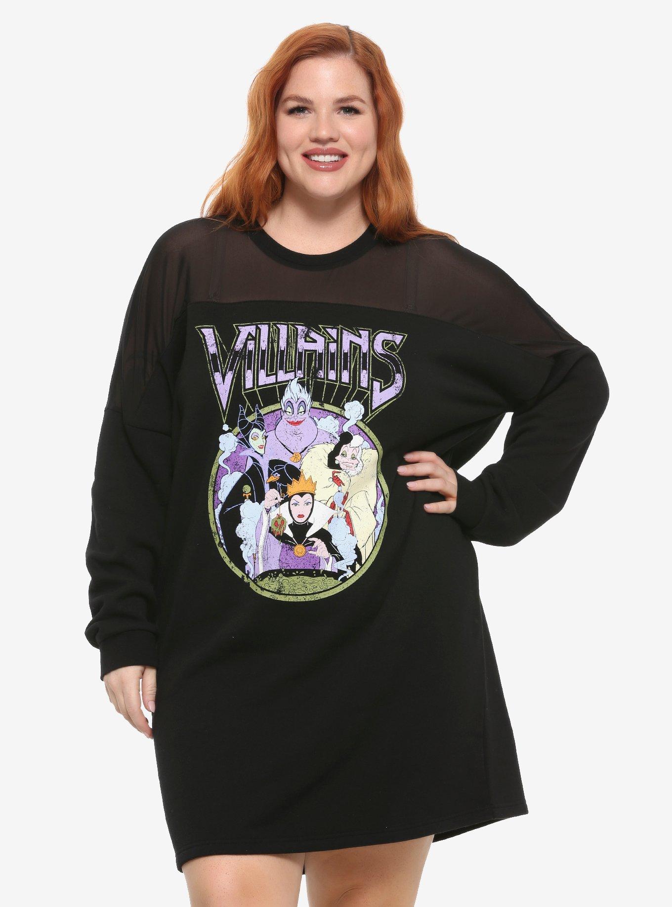 Disney Villains Mesh Shoulders Dress Plus Size, MULTI, hi-res