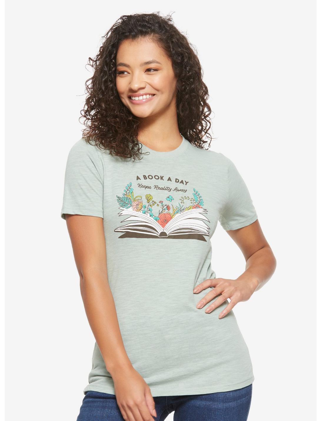 Book a Day Women's T-Shirt - BoxLunch Exclusive, GREEN, hi-res