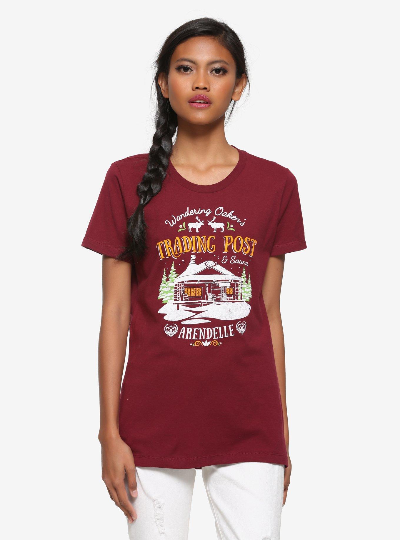 Disney Frozen Wandering Oaken's Trading Post Women's T-Shirt - BoxLunch Exclusive, BURGUNDY, hi-res