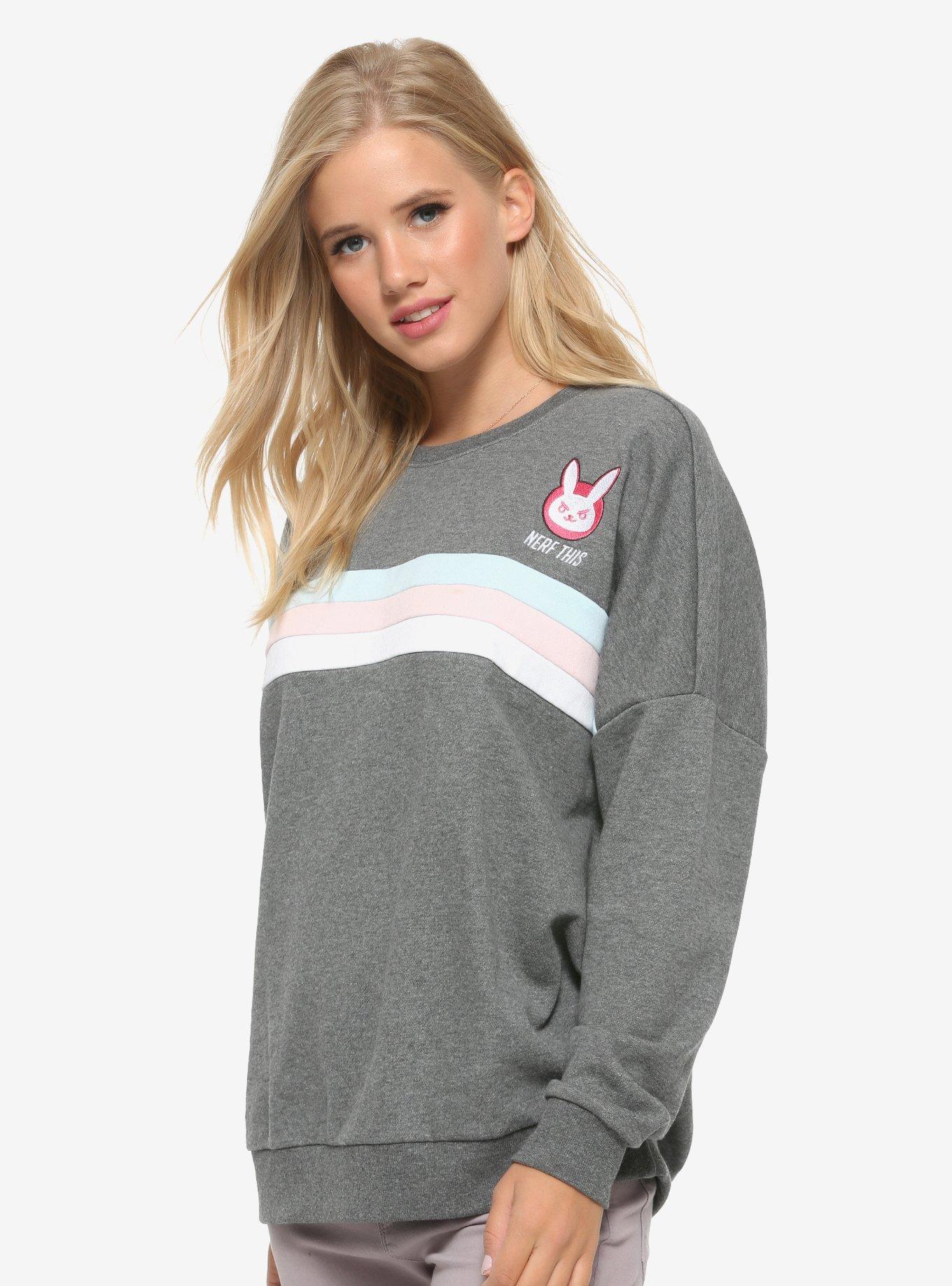 Our Universe Overwatch D.Va Grey Women's Crewneck - BoxLunch Exclusive, GREY, hi-res