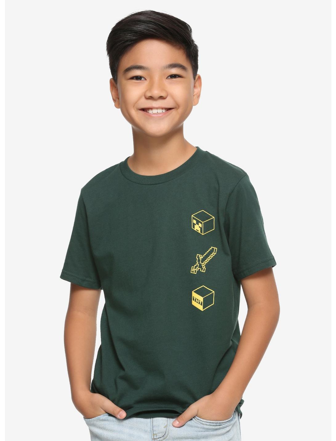 Minecraft Icons Youth T-Shirt - BoxLunch Exclusive, GREEN, hi-res