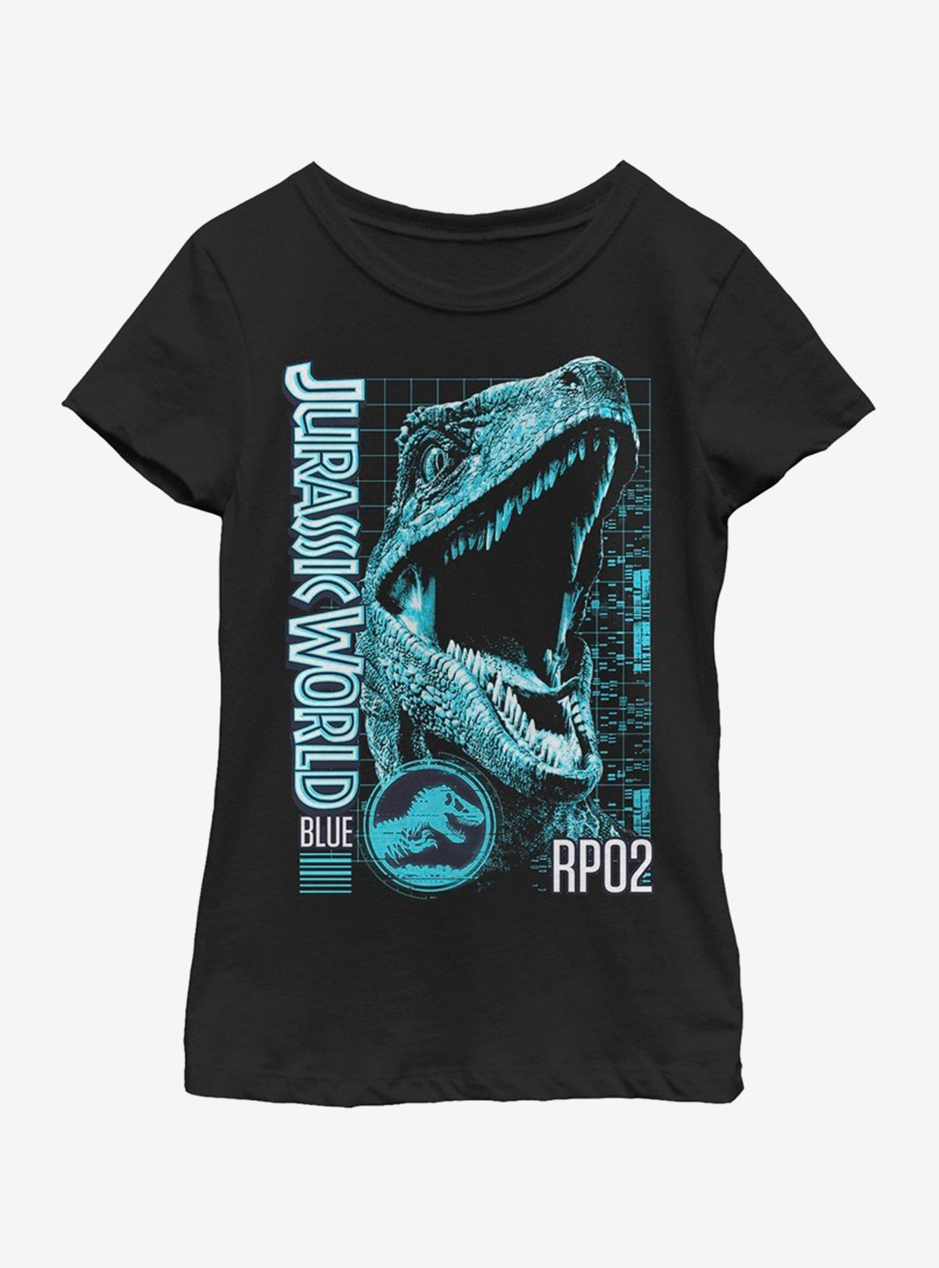 Jurassic World Blue Grid Youth Girls T-Shirt, , hi-res