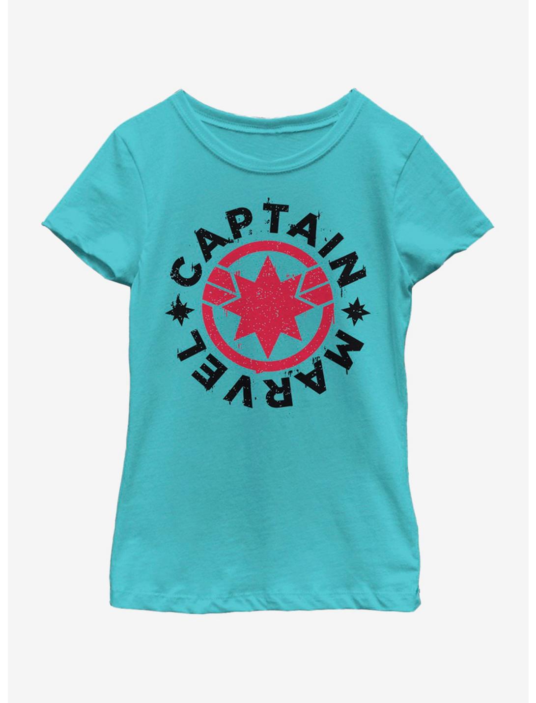 Marvel Captain Marvel Icon Logo Youth Girls T-Shirt, TAHI BLUE, hi-res