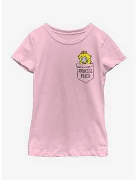 Nintendo Super Mario Faux Pocket Peach Youth Girls T-Shirt, , hi-res