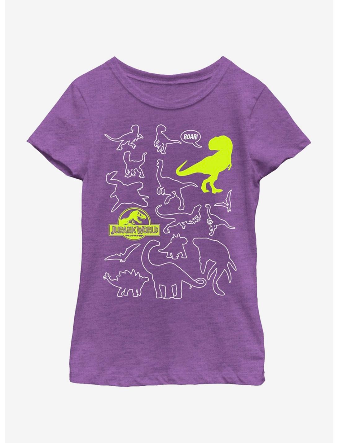 Jurassic Park Dino Doodle Youth Girls T-Shirt, PURPLE BERRY, hi-res