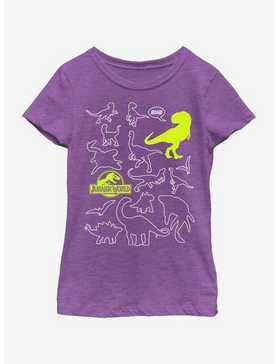 Jurassic Park Dino Doodle Youth Girls T-Shirt, , hi-res