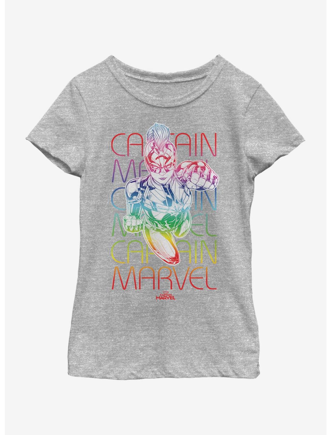 Marvel Captain Marvel Rainbow Power Youth Girls T-Shirt, ATH HTR, hi-res