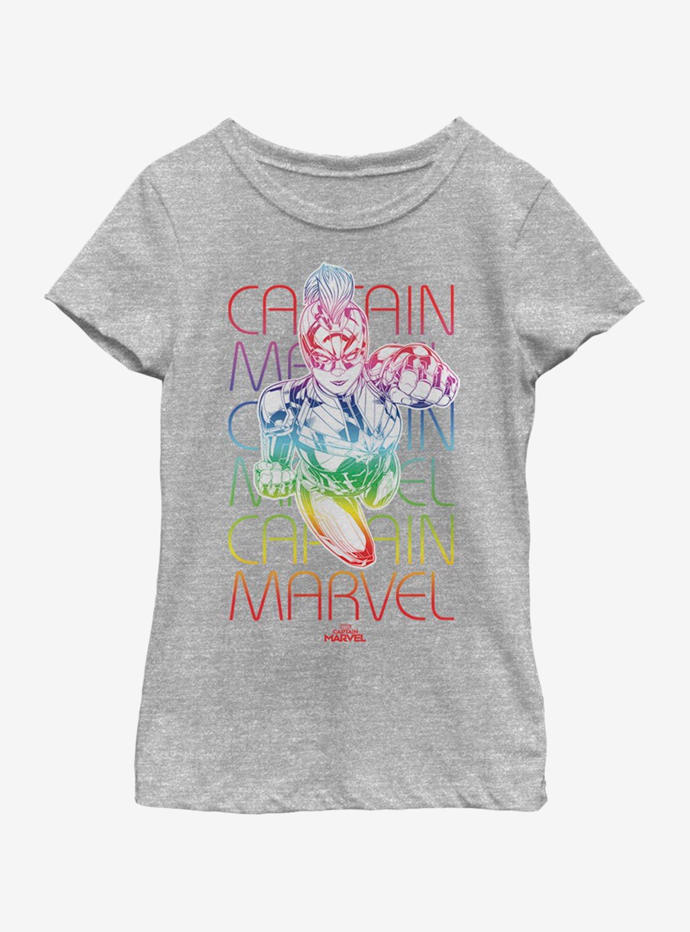 Marvel Captain Marvel Rainbow Power Youth Girls T-Shirt, , hi-res