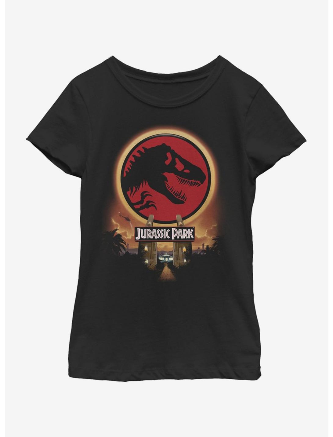 Jurassic Park Gates Reception Youth Girls T-Shirt, BLACK, hi-res