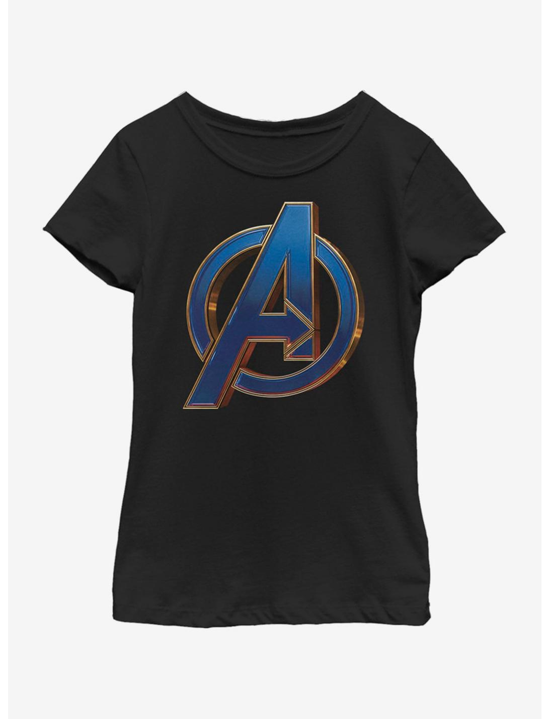 Marvel Avengers: Endgame Blue Logo Youth Girls T-Shirt, BLACK, hi-res