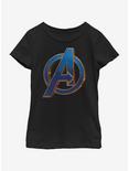 Marvel Avengers: Endgame Blue Logo Youth Girls T-Shirt, BLACK, hi-res