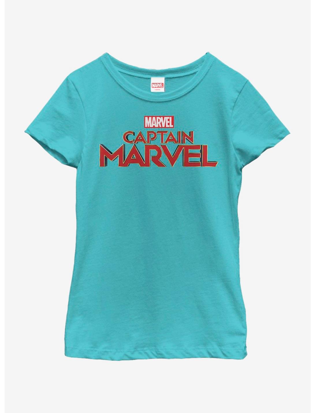 Marvel Captain Marvel Logo Youth Girls T-Shirt, TAHI BLUE, hi-res