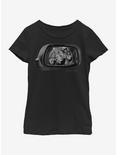 Jurassic Park Mirror Object Youth Girls T-Shirt, BLACK, hi-res