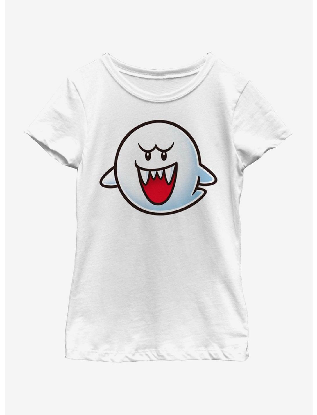 Nintendo Super Mario Boo Face Youth Girls T-Shirt, WHITE, hi-res