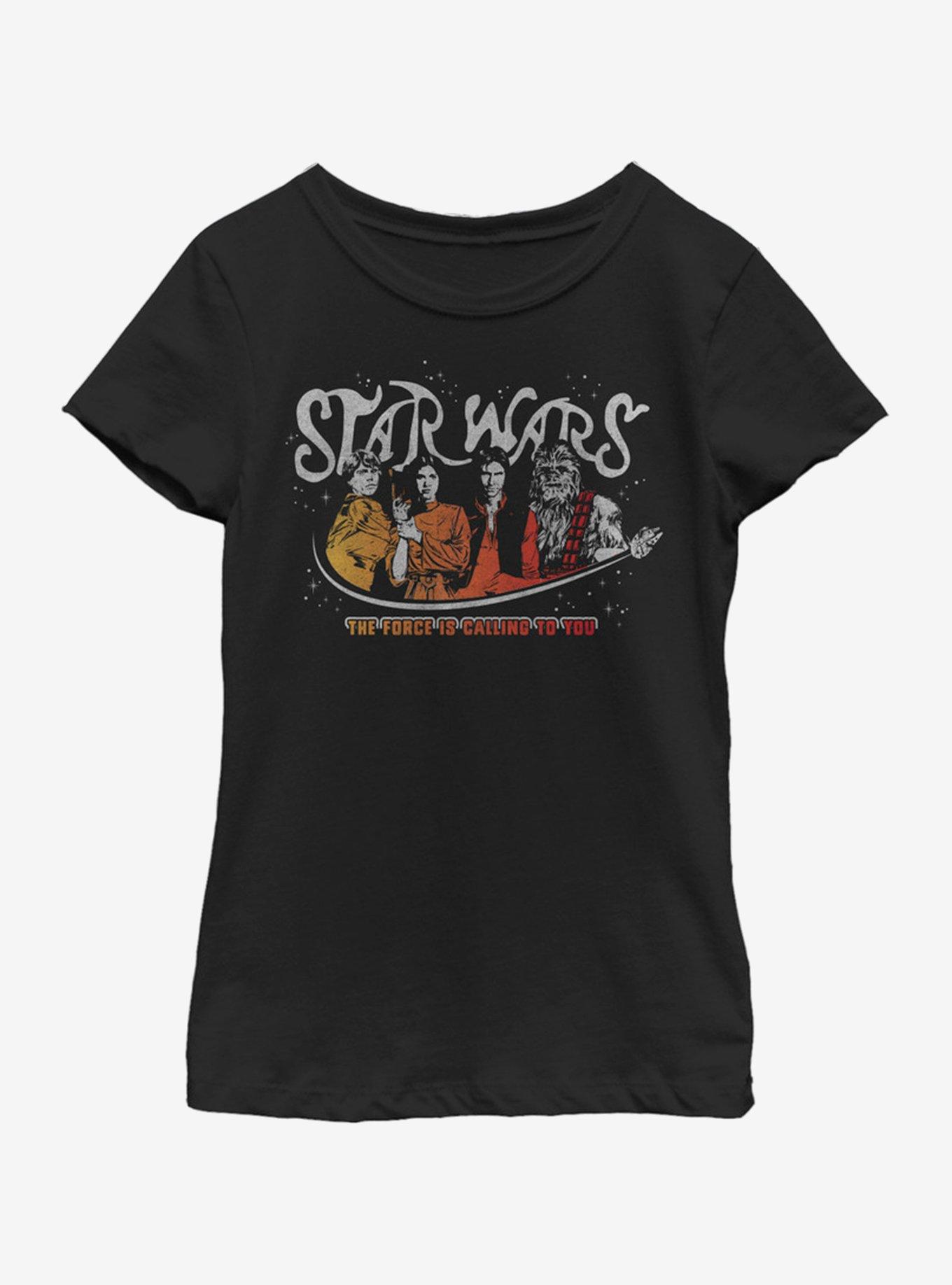 Star Wars Force Is Calling Vintage Youth Girls T-Shirt, BLACK, hi-res