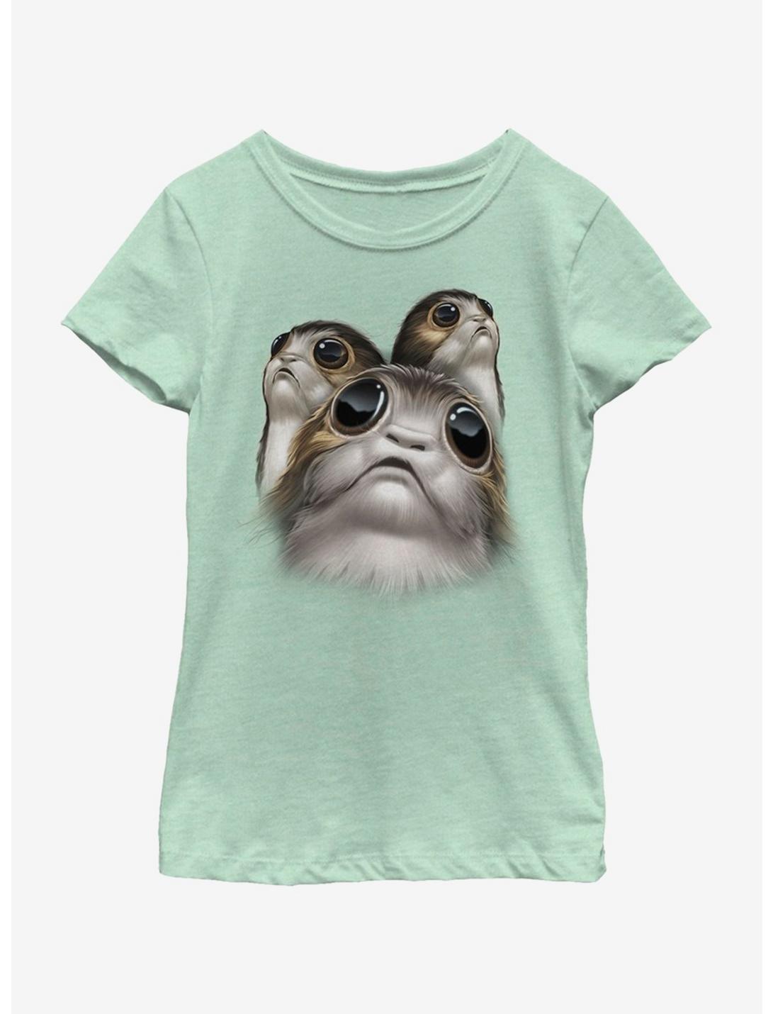 Star Wars The Last Jedi Big Face Porgs Youth Girls T-Shirt, MINT, hi-res