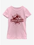 Jurassic World Glitchy Grid World Youth Girls T-Shirt, PINK, hi-res