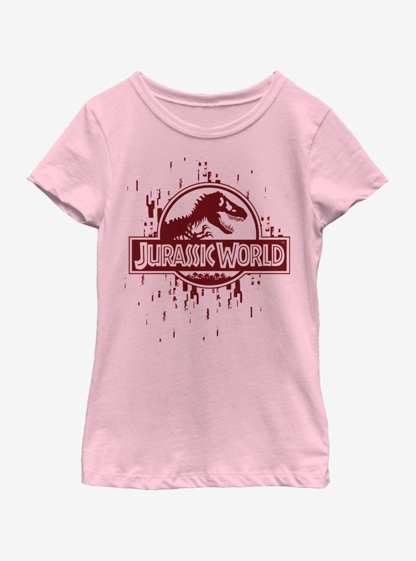 Jurassic World Glitchy Grid World Youth Girls T-Shirt, , hi-res